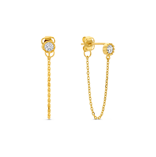 14k Gold Pendant Chain Earrings